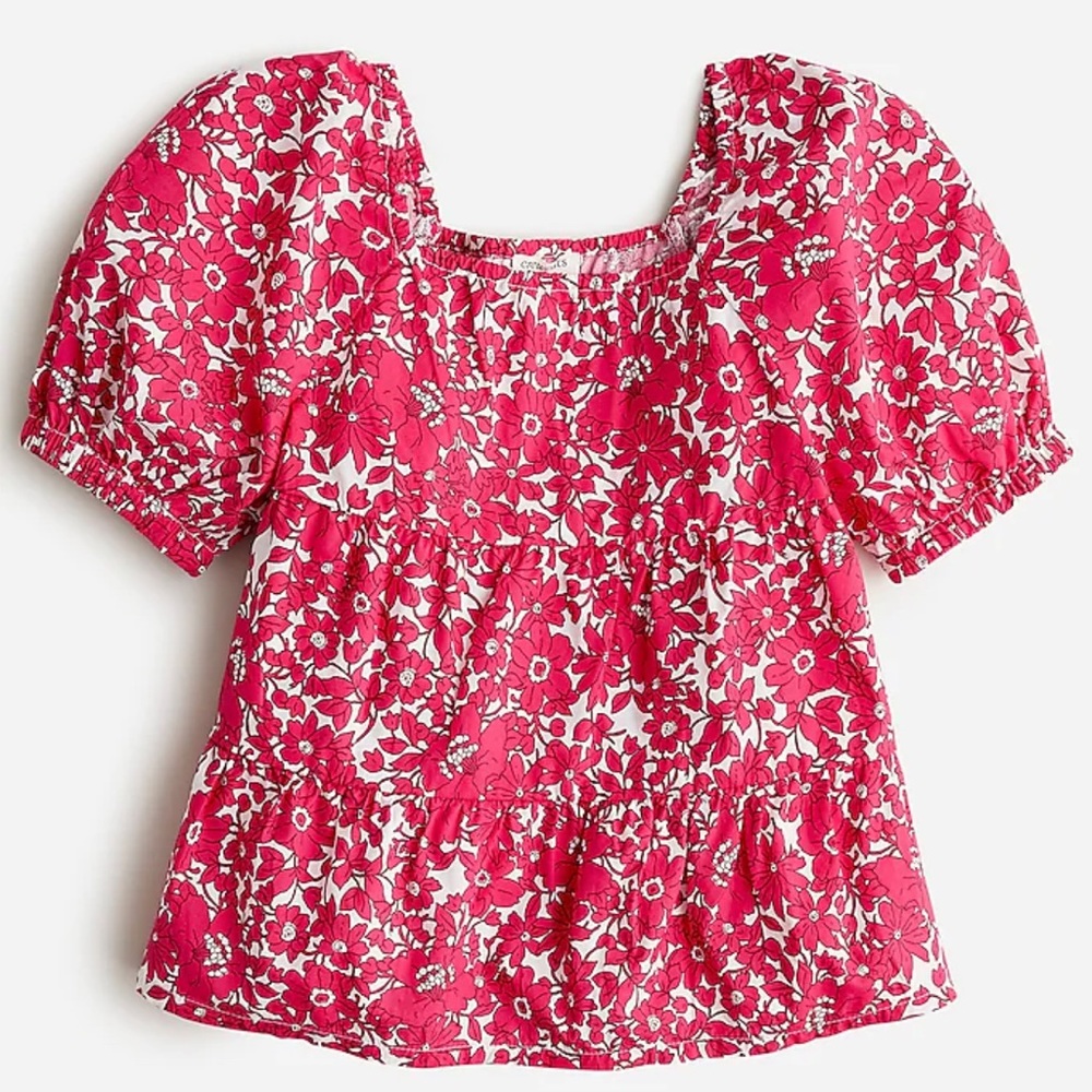 Girls' tiered puff-sleeve top